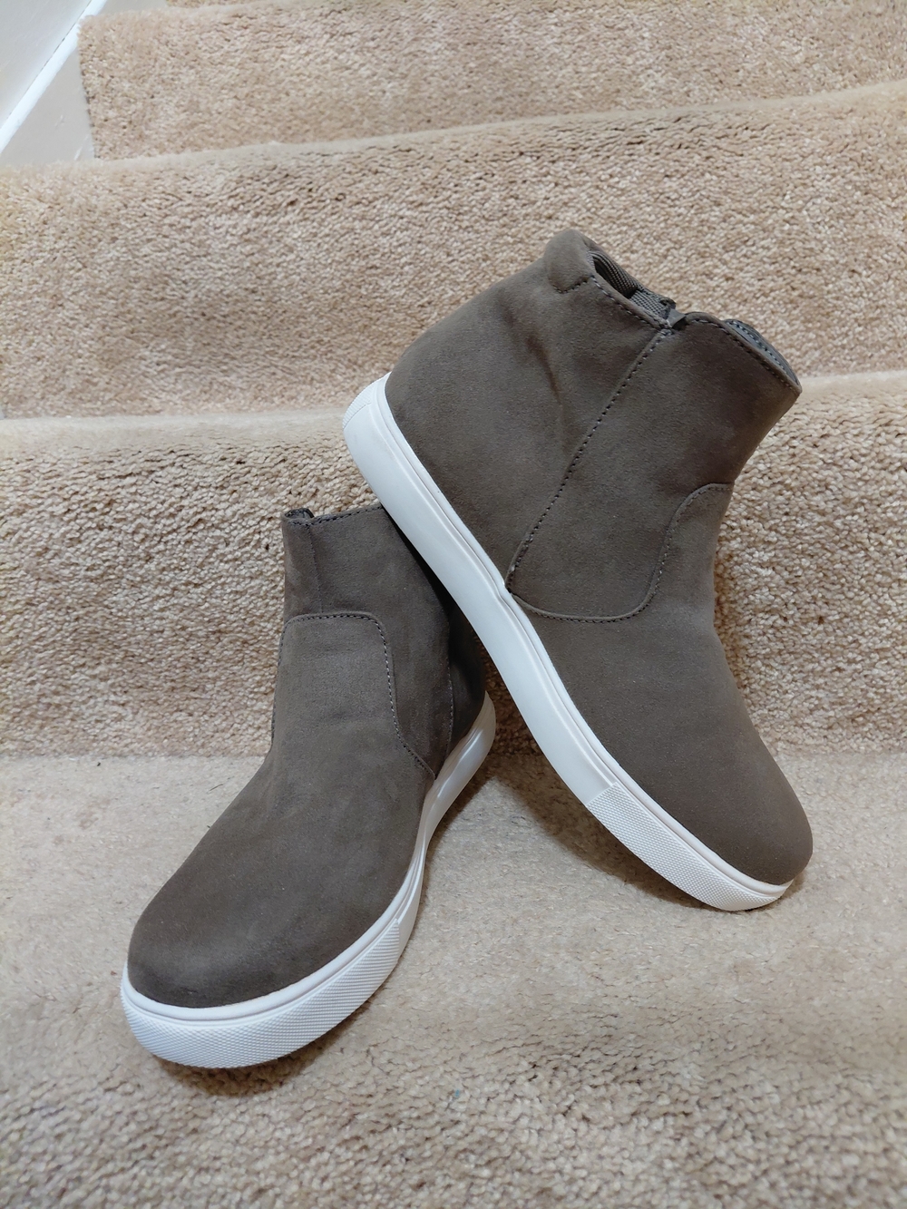 Izod Taupe Suede Slip-On Wedge Sneakers